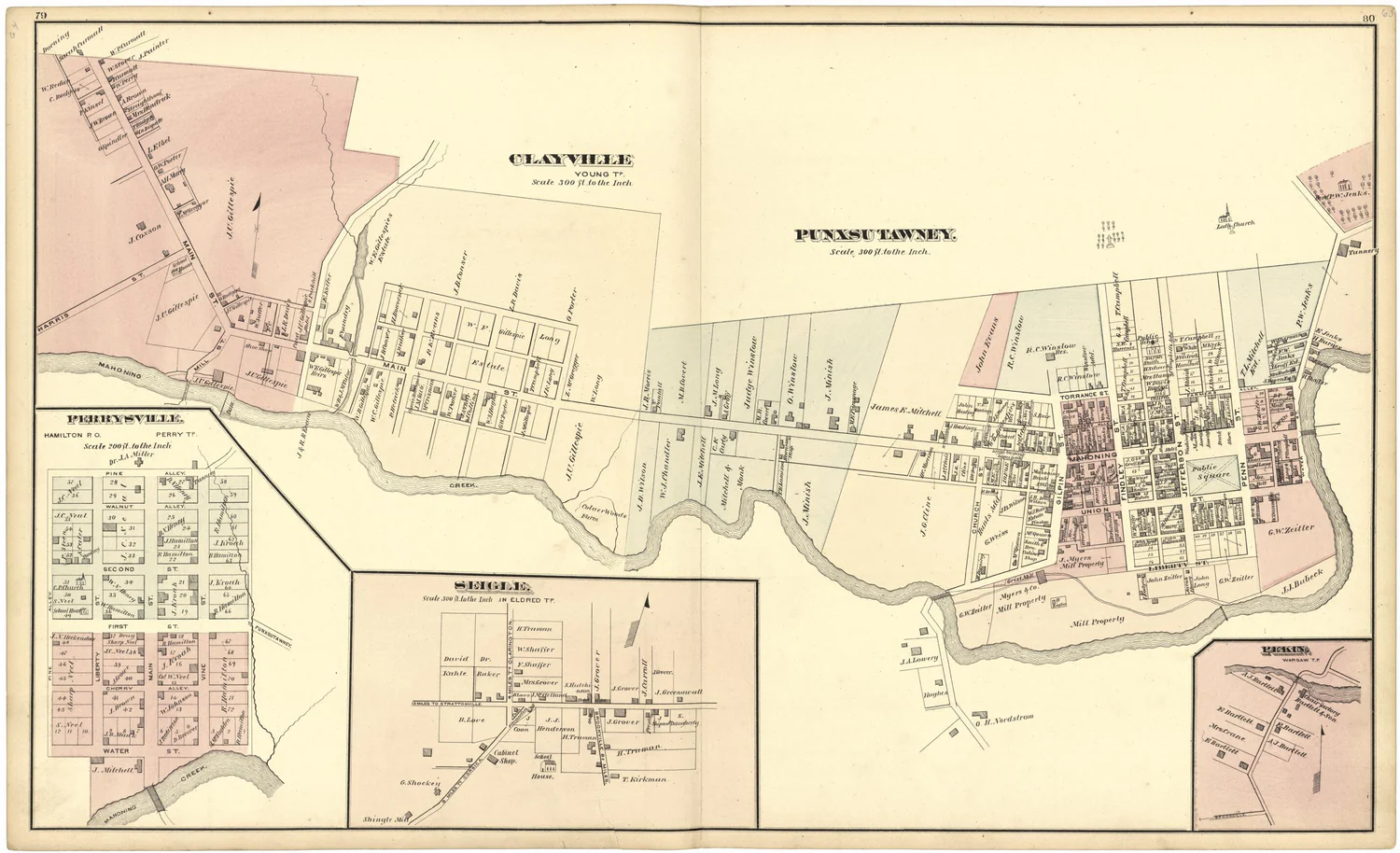 Historical map of Punxsutawney and neighboring communities, 1878
